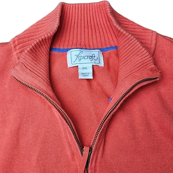 FOXCROFT Women's Soft Coral 100% Supima Cotton Pullover 1/4 Zip Sweater Size XXL - Picture 2 of 12